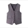 줄무늬 V- 넥 남성 비즈니스 슬림 신사 캐주얼 조끼 공식 웨딩 재킷