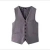 Striped V-neck Men's Business Slim Gentleman Casual Vest Formal Wedding Jacket