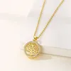 Pendant Necklaces Women Jewelry Tree Of Life Family Necklace Hollow Circle With Zircon Chain Gold Color