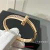 Luxury Bangle designer jewelry man bracelet High quality TifannissmV gold high version same ladder drill T1 bracelet wide online With Original Box