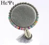 Bracciale rigido colorato fatto a mano in pietra naturale alla moda con ciondolo nappe conchiglia gioiello Girl16920062