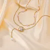 Anhänger Halsketten Frauen Simulierte Perle Perlen Kette Zierliche Gold Farbe Edelstahl Blume Charm Kragen Halskette