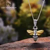 Lotus Fun Momen Real 925 Silver Fashion Jewelry Lovely Honey Bee Pendant without necklace Chain for Women drop whole V273s