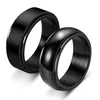 Anillos de boda 8 mm Moda Negro Anillo giratorio de acero inoxidable Cepillo brillante Elegante Punk Hombres Simple Estilo básico Jewelry212F