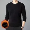 Maglioni da uomo Inverno Uomo Un pezzo di maglione di peluche Sottostrato Solido Girocollo Filetto di vite Addensato Caldo Pullover casual lavorato a maglia