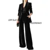 Женский бархатный костюм из 2 предметов, офисный женский деловой пиджак, брюки, двубортный свадебный смокинг 231225