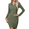 Casual Dresses Trendy Women'S Lapel Office Dress Long Sleeved Short Skirt With Bottom Wrap Buttocks Elegant And Pretty Womens