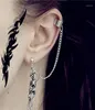 Gothique Punk bizarre couleur argent Emo crâne chaîne boucles d'oreilles pour hommes femmes Cool Egirl rue déclaration Halloween bijoux 202016627978