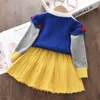 Melario enfants tricots costumes filles bébé dessin animé princesse pulls manteaux à volants robe mignonne 2 pièces tenues tricot enfants vêtements ensembles 231225