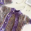 Hundkläder Purple Pet Sweaters Knits Winter Teddy Warm Clothes Yorkshire Casual Open Button Products