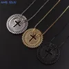 MHS SUN Luxury Round CZ Zircon Necklace Catholic Cross Pendant Chain Necklace Collier Femme Gold Color Jewelry Christmas Gift235g