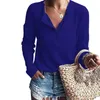 Blusas de mujer Camisetas lisas de manga larga para mujer Blusa tipo túnica de punto con botones sueltos Camisas Henley con cuello en V Tops casuales de otoño e invierno