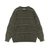 Мужские свитера, японский винтажный свитер, осенний однотонный свободный потертый пуловер с круглым вырезом, вязаный в стиле ретро