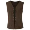Men's Deerskin Veet V-neck Solid Color Steampunk Vest Gothic Retro Victorian Jacket Gentleman Cosplay Costume