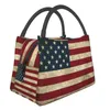 Bags Custom USA American Flag Lunch Bag Men Women Cooler Thermal Insulated Lunch Box for Office Travel Fruit Fresh Storage Bag
