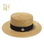 Dameszon Fedora Hoeden Kleine Bij Strohoed Europese en Amerikaanse Retro Goud Gevlochten Hoed Vrouwelijke Zonnescherm Platte Pet Vizieren Hoeden RH 214485572