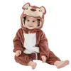 Pagliaccetto del fumetto del bambino nato Abbigliamento per neonati con cappuccio Ragazzo Ragazza Pigiama Animale Tutina Tutina Costume da unicorno Flanella Pagliaccetti per bambini 231225