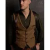 2024 Ny ullen med en breasted V-ringning Business Casual Retro Sleeveless Vest Coat Men's Winter Clothes Wool Ytterkläder