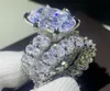 Unique Top Sell Vintage Jewelry Couple Rings 925 Sterling Silver Dragon Claw Oval Cut White Topaz CZ Diamond Women Wedding Bridal 1695431