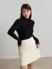 Kadın Sweaters Dushu 7.1% Yünlü Nazik Mizaç Yarım Belelek Dip Gömlek İnce Kış Kadınlar Siyah Kazak Kumbası İnci Tasarım