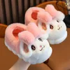 Cute Cartoon Coniglio Pantofole di peluche per bambini Morbide antiscivolo Inverno caldo Neonate Ragazze Bambini Coperta Casa Scarpe ispessite 231226