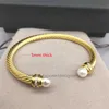 Designer Fashion Jewelry Braided Bracelets Pearl Charm Bangle S Twisted Wire Cable Bracelet Women 14k Gold Plating Copper Imitation Jewelrys 5mm