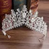 Kmvexo Barock Rose Gold Pink Crystal Bridal Tiaras Crowns Rhinestone Diadem For Royal Bride Pannband Bröllop hårtillbehör Y2299F