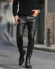 Varumärke Autumn Men Leather Pants Skinny Fit Elastic Style Fashion Pu Trousers Motorcykel Thin Streetwear 231225