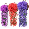 Fiori decorativi 78 cm Wisteria Wall artificiale cesto appeso Orchid di seta Vine Casa di nozze Disterra