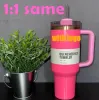 US Stock Pink Parade 40oz Quencher H2.0 Mugs Cups Camping Travel Car Cup rostfritt stål Tumblers Cups med silikonhandtag Valentine Day -gåva med 1: 1 Samma logotyp