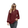 Women's Hoodies Ladies V Neck Button Long Sleeve Solid Color Hooded Sweater Fashion Loose Sweatshirts Women Vintage