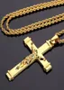 Colliers avec pendentif jésus pour hommes, style Hip Hop, plaqué or 18 carats, chaîne longue de 75cm, pièces de remplissage, bijoux pour hommes, 2996787