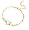 Damen Sommerschmuck 18 Karat Gelbgold vergoldet CZ Doppelherzen Fußkettchen Kettenarmband für Mädchen Frauen für Hochzeit Party9753369