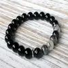 Bracelet à Quartz rutilé en Onyx noir de qualité supérieure, SN1055, Bracelet de guérison, Chakra du cœur, Yoga, bijoux 256D