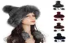 Gorro cosaco ruso de piel sintética para mujer, sombreros de bombardero con pompón, gorro de esquí tejido de lana para nieve, cazador de lana, sombrero 3164370