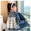 Kinder Denim Jacken Trench Jean Stickerei Jacken Mädchen Kinder Kleidung Baby Spitze Mantel Lässige Oberbekleidung Frühling Herbst 231225