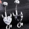 smycken rostfritt stål navelringar hjärtkull djävul klocka knappar för kvinnor mode265n