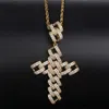 Iced Out Curb Cuban Chain Cross Pendant Necklace Mens Women Micro Pave Cz Charm Personlig kedja Hip Hop -smycken för gåvor272U