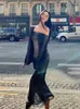 Robes décontractées Y2K Robe moulante Slim Fit Taille Serrer Haute Épaule Femmes Manches longues 2023 Automne Vêtements féminins