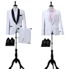 2023 Nya mäns tre-stycken koreansk stil kostym Slim White Professional Best Man Groom Dress med Bow Tie Tuxedo