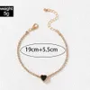 Bangle HuaTang Korean Style Crystal Love Heart For Women Fashion Gold Color Alloy Adjustable Metal Bracelets Party Jewelry 21059303l