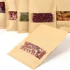 Kraft Paper Bag Stand Up Gift Dried Food Fruit Tea Packaging Pouches Window Retail dragkedja Självförseglingspåsar 14 storlekar UIMAC UNMNQ