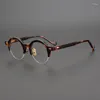 Lunettes de soleil Cadres Top Qualité Rétro Ronde Lunettes Pour Hommes Femmes Vintage Acétate Semi Sans Monture Lunettes Cadre Demi Sans Cadre Optique