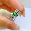 Cluster Rings 2023 Bow Ring 925 Silver Girl Emerald 5 7 Design Sense European and American Fashion Style