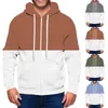 Homens camisetas Mens Hooded Cordão Jaqueta Outono Inverno Zíper Cor Sólida Patchwork Manga Longa Outerwear Masculino Casual Casaco Diário