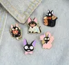 Broches esmaltados de gato preto jiji, broches de filmes de desenho animado, crachá de animal personalizado para bolsa, chapéu, roupas, lapela, colar, joias, presente, crianças 6092268