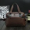 Bortkyror Vintage Men Handbag Crazy Horse Leather Läder Mäns affärsbristsorts varumärke axel crossbody väskor manliga stora resor bärbara väskor