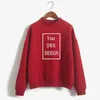 Your OWN Design Brand /Picture Custom print women Oneck Knitted Pullovers Thick Autumn Winter Candy Color Loose DIY Hoodies 231226