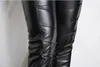 Calça masculina gótica steampunk pu couro preto motocicleta rock roll calça legging slim plus size 231225