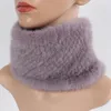 Women Winter Real Mink Fur Scarves headbands Good Elastic Knitted Natural Mink Fur Scarf Thick Warm Lady Fur Ring Shawl 231225